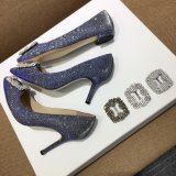 Best Manolo Blahnik HANGISI GLITTER Fabric Jewel Buckle Pumps