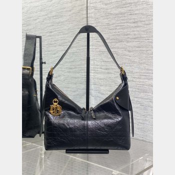 Christian Dior Large Dior Voyage Black Flat Macrocannage 5881 Bag