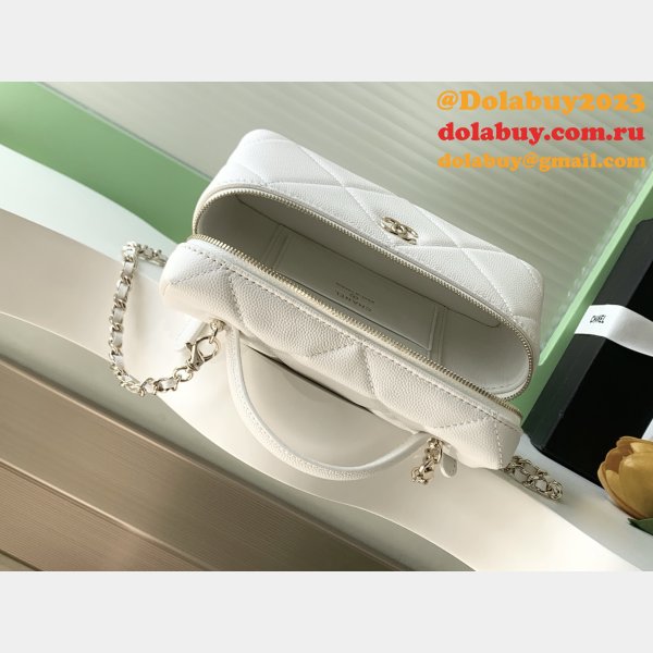 Best AP4936 Grained Shiny Calfskin Vanity Bag