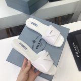 Replica Prada Leather Logo Flat Slide Sandals