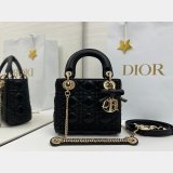 Dior Or Mini Lady Dior Bag with Chain
