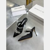 Manolo Blahnik LURUM Satin Crystal Embellished Mules
