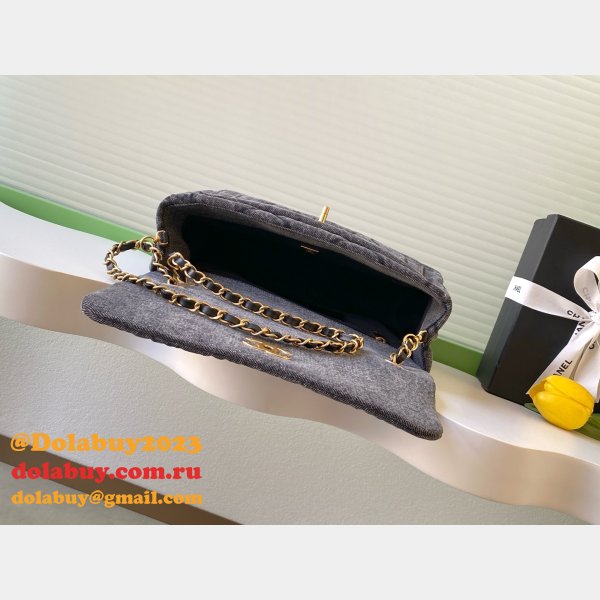 Perfect Maxi Flapbag Washed Denim AS5734 24CM Bag