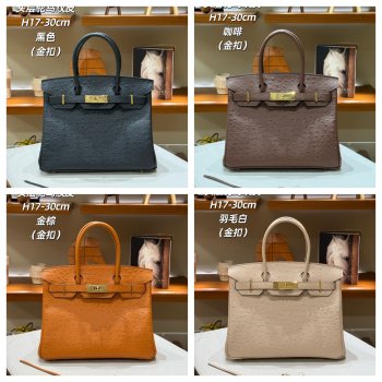 Hermes birkin 30cm calf Leather ostrich Vein bag