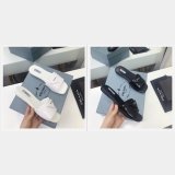 Replica Prada Leather Logo Flat Slide Sandals