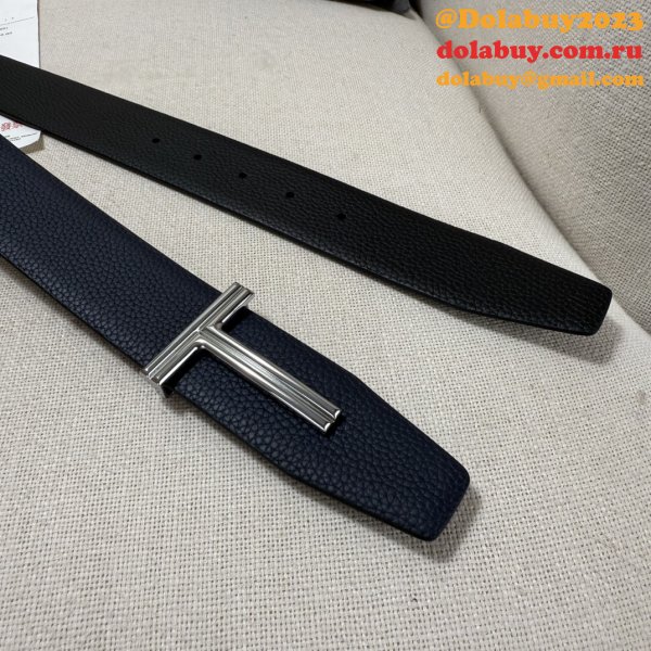 TOM FORD Leather Reversible T Belt 38mm