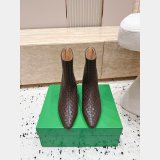 Bottega Veneta Leather Tweed Pattern Boots