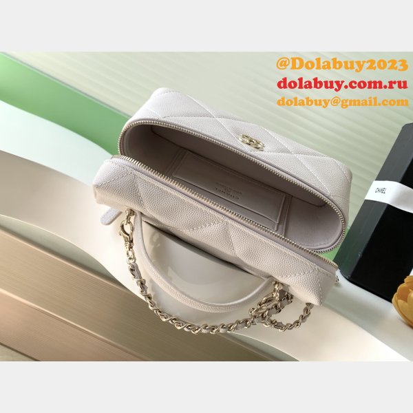 Best AP4936 Grained Shiny Calfskin Vanity Bag