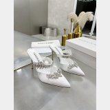 Manolo Blahnik LURUM Satin Crystal Embellished Mules