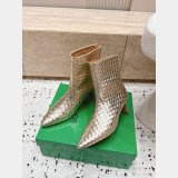 Bottega Veneta Leather Tweed Pattern Boots