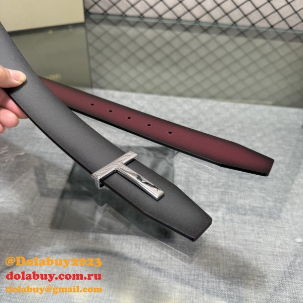 Tom Ford Smooth Calf Leather T-Buckle Belt 38MM