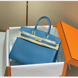 Hermes Birkin Togo leather Handbags Blue 35cm