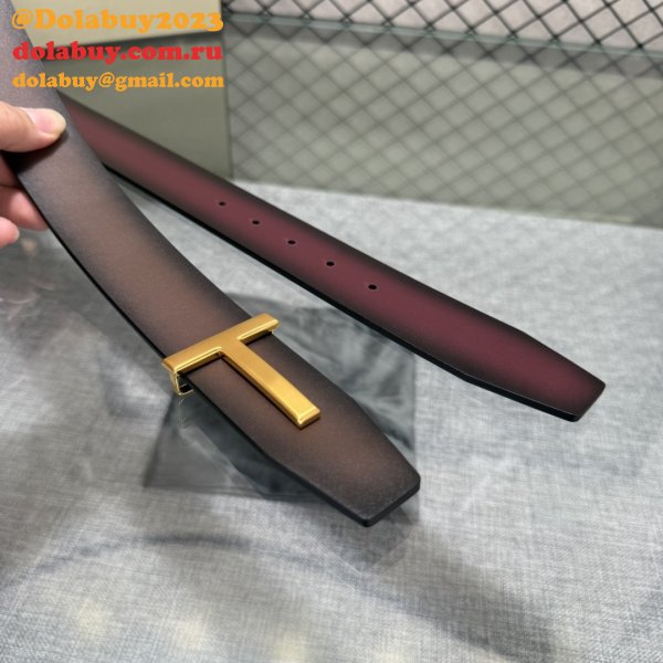 Tom Ford Smooth Calf Leather T-Buckle Belt 38MM