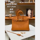 Hermes birkin 25cm calf Leather ostrich Vein bag