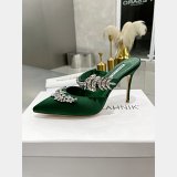Manolo Blahnik LURUM Satin Crystal Embellished Mules