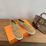 Hermes Job loafer women and Men suede shoes