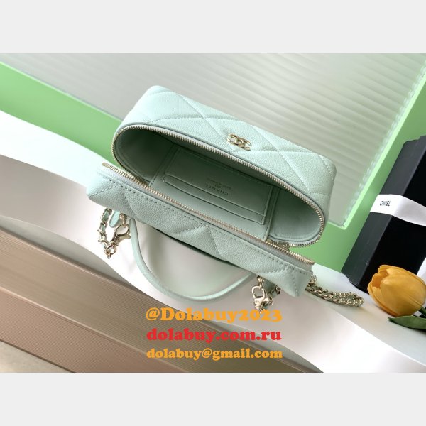 Best AP4936 Grained Shiny Calfskin Vanity Bag