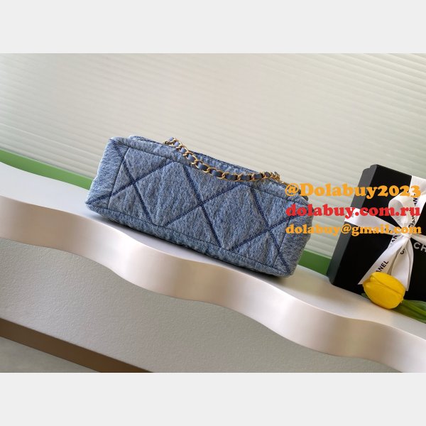 Perfect Maxi Flapbag Washed Denim AS5734 24CM Bag