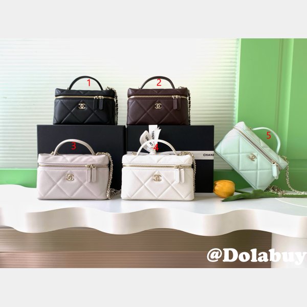 Best AP4936 Grained Shiny Calfskin Vanity Bag