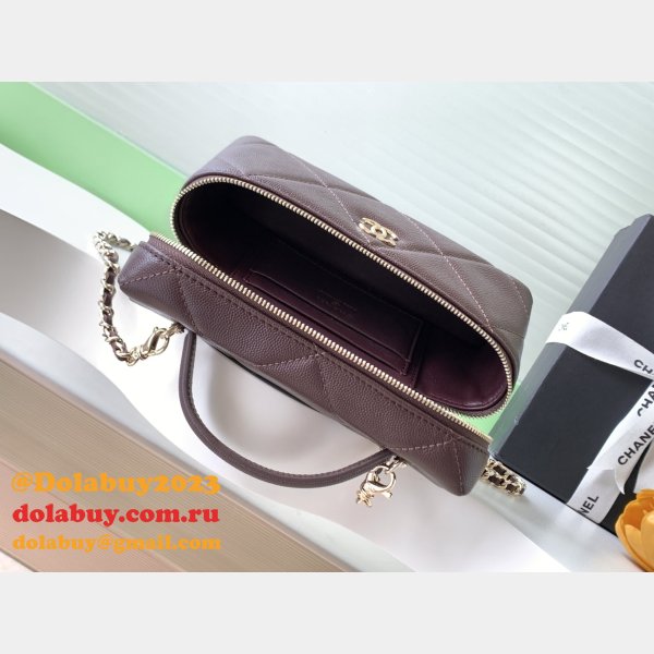 Best AP4936 Grained Shiny Calfskin Vanity Bag