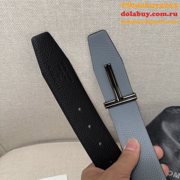 TOM FORD Leather Reversible T Belt 38mm