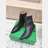 Bottega Veneta Leather Tweed Pattern Boots