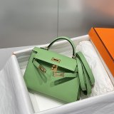 Best Hermes Mini Kelly Handbag Epsom leather Avocado Green