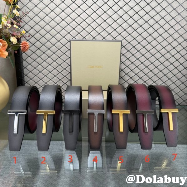 Tom Ford Smooth Calf Leather T-Buckle Belt 38MM