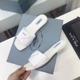 Replica Prada Leather Logo Flat Slide Sandals