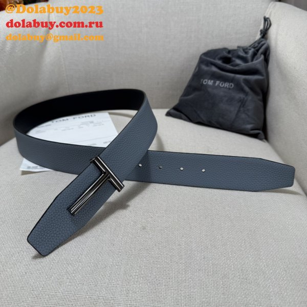 TOM FORD Leather Reversible T Belt 38mm