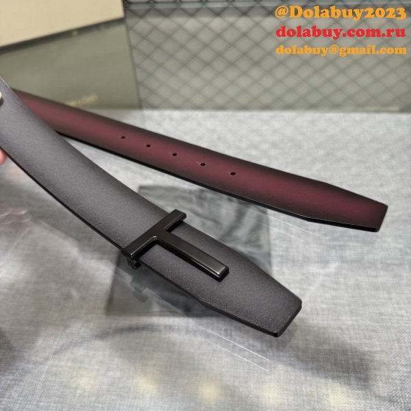 Tom Ford Smooth Calf Leather T-Buckle Belt 38MM