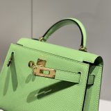 Best Hermes Mini Kelly Handbag Epsom leather Avocado Green