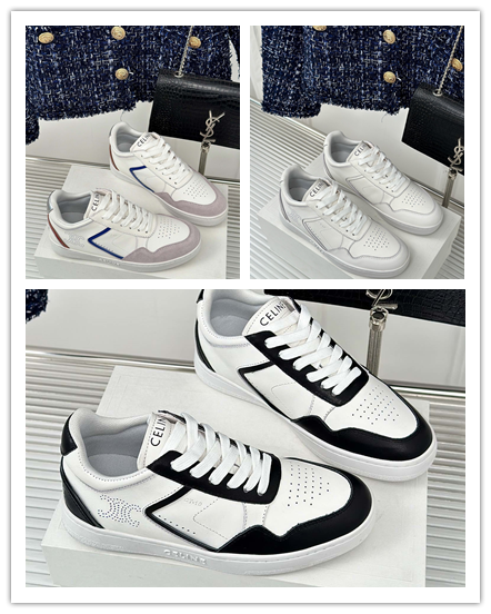 CELINE HOMME Suede-Trimmed Leather Sneakers
